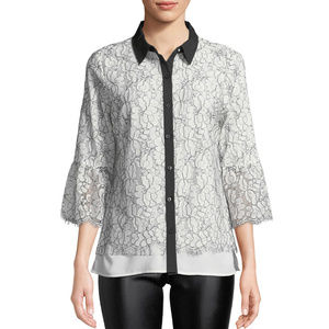 NWT Karl Lagerfeld Paris Lace Button-Front Blouse